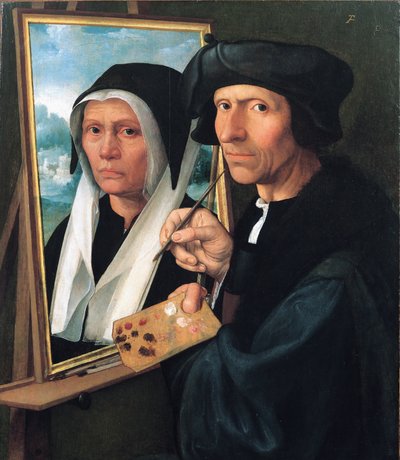 Jacob Cornelisz. van Oostsanen Painting His Wife’s Portrait by Dirck Jacobsz.
